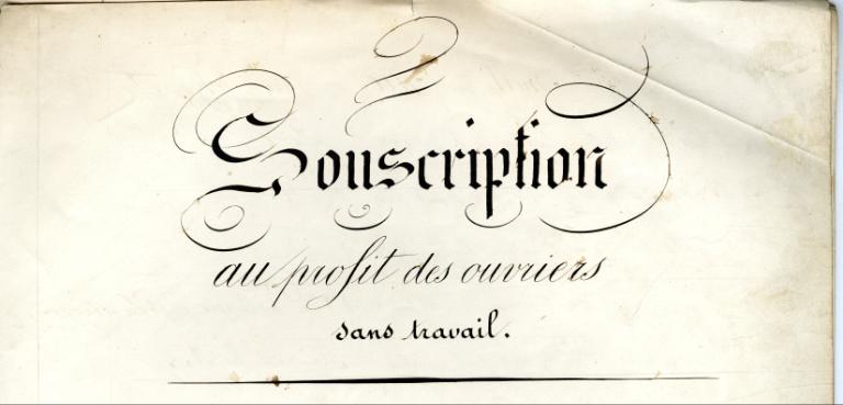 Trésor du mois de septembre: Souscription au profit des ouvriers sans travail